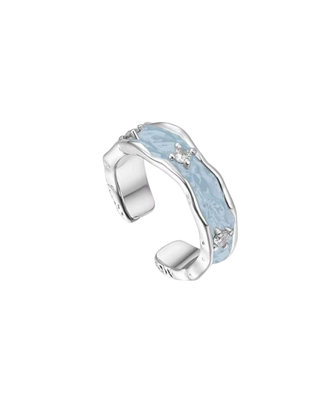 Cordella | Adjustable Stainless Blue Enamel Silver Ring