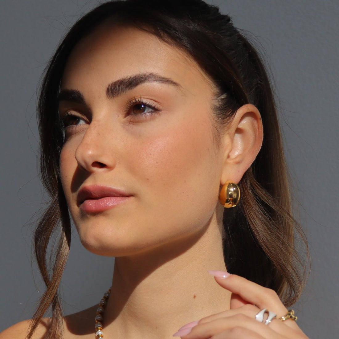 Ella | Chunky Gold or Silver Crescent Moon Statement Earrings