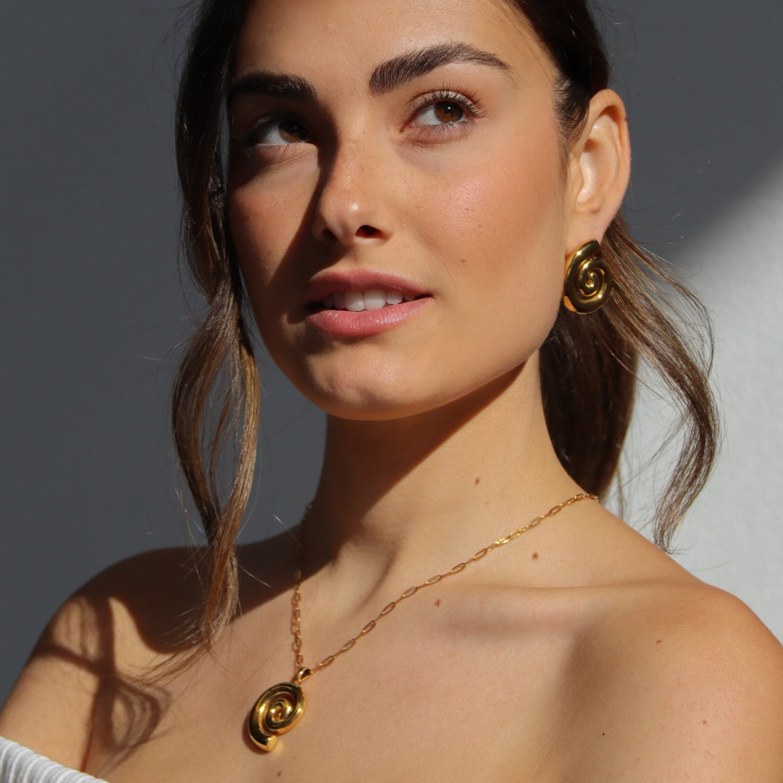 Marisol - Gold Organic Swirl Stud Earrings