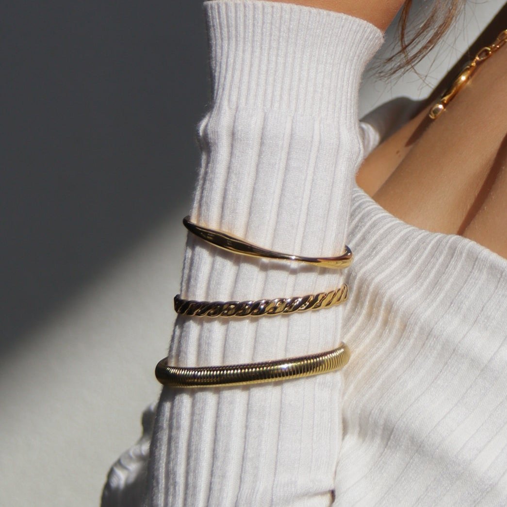 Paros | Stainless Steel 18K Gold Plated or Silver Snake Bracelet