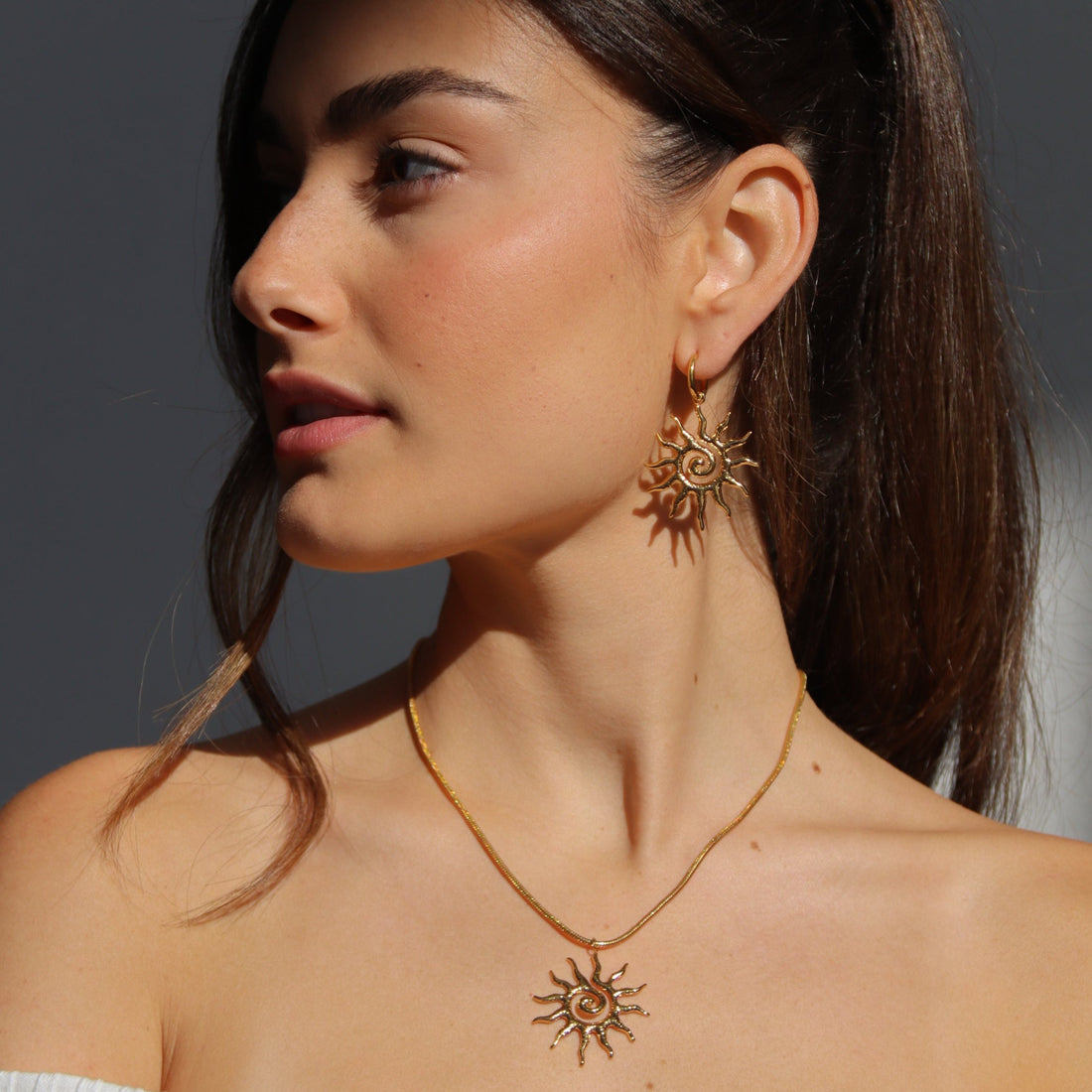 Solana - Gold Spiral Sun Necklace