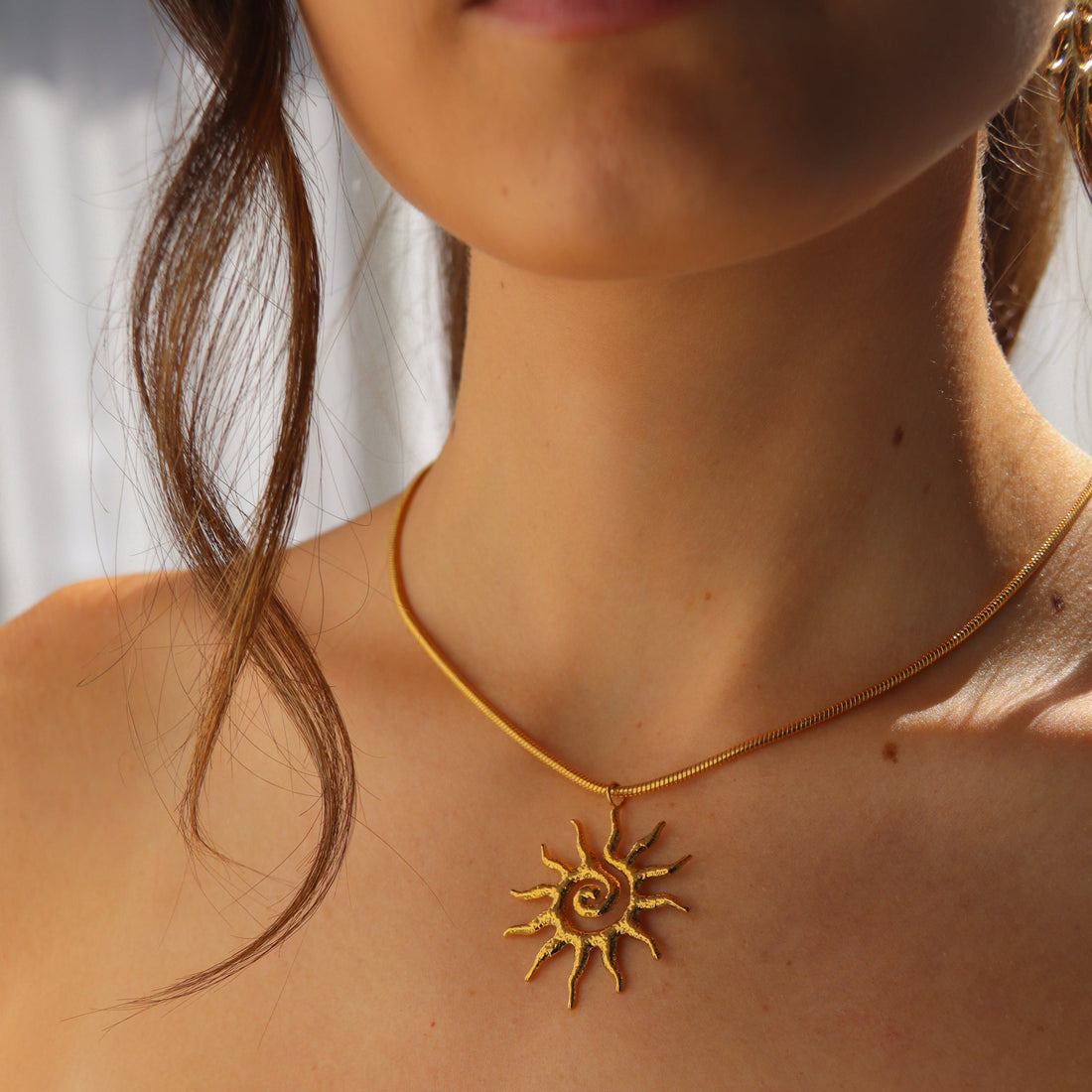 Solana - Gold Spiral Sun Necklace