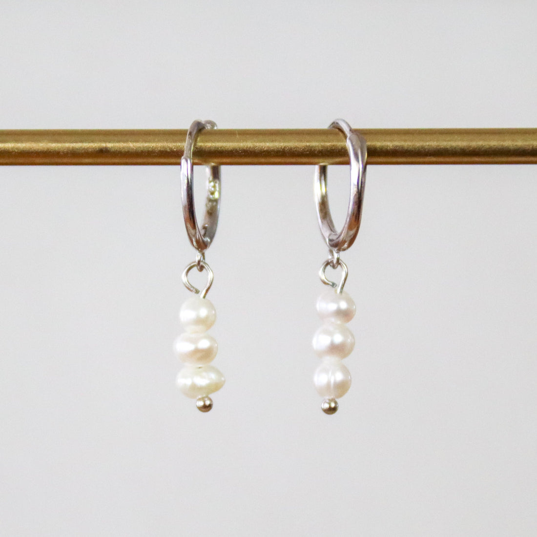 Darcy - Huggie Freshwater Pearl Drop Earrings