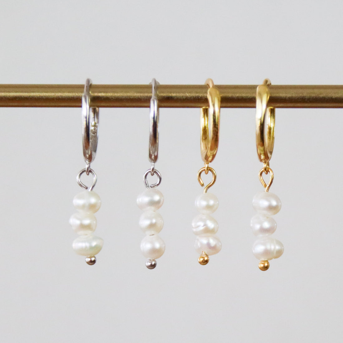 Darcy - Huggie Freshwater Pearl Drop Earrings