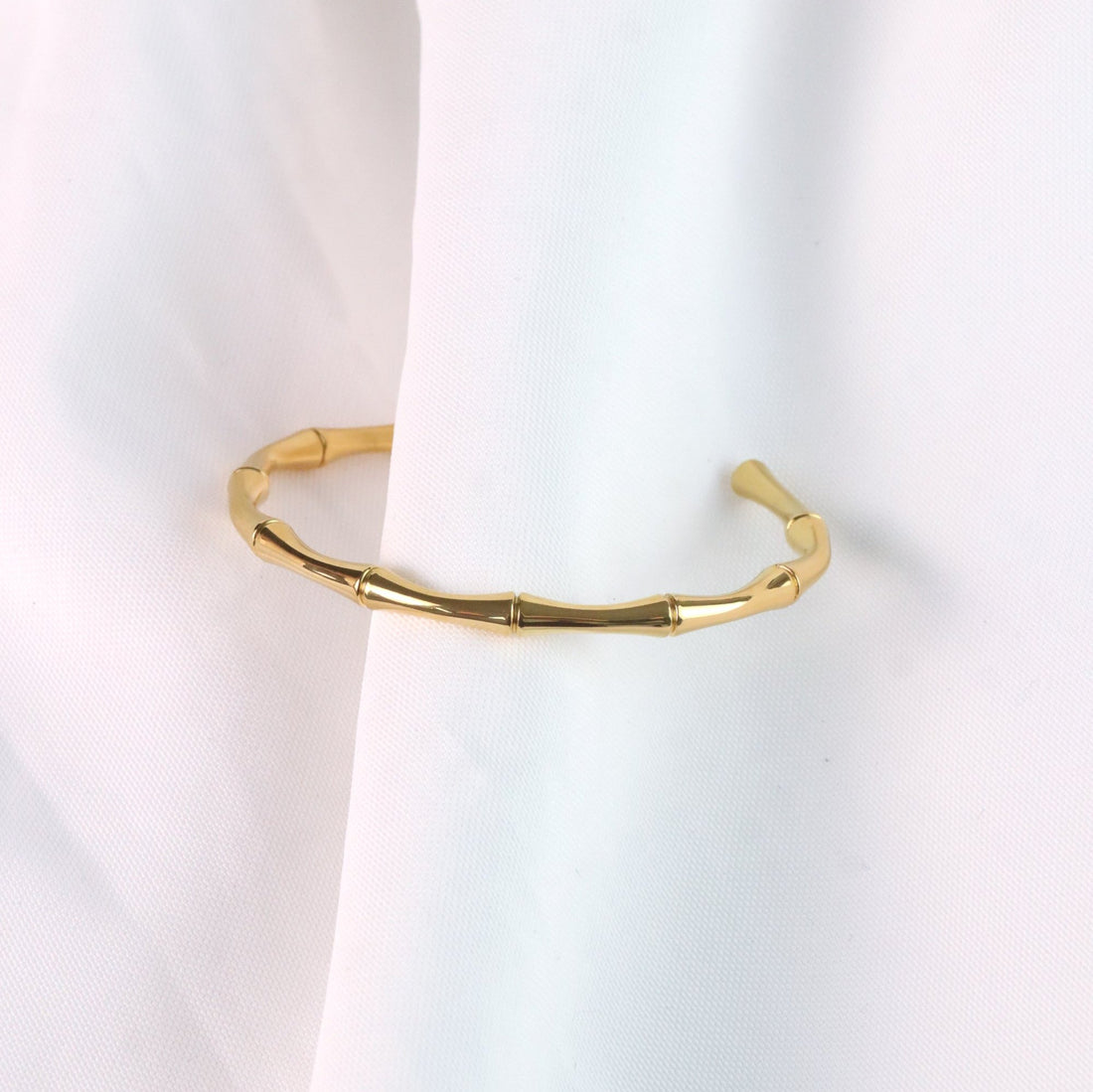 Nelu | Stainless Steel 18K Gold Plated or Silver Bamboo Cuff Bangle