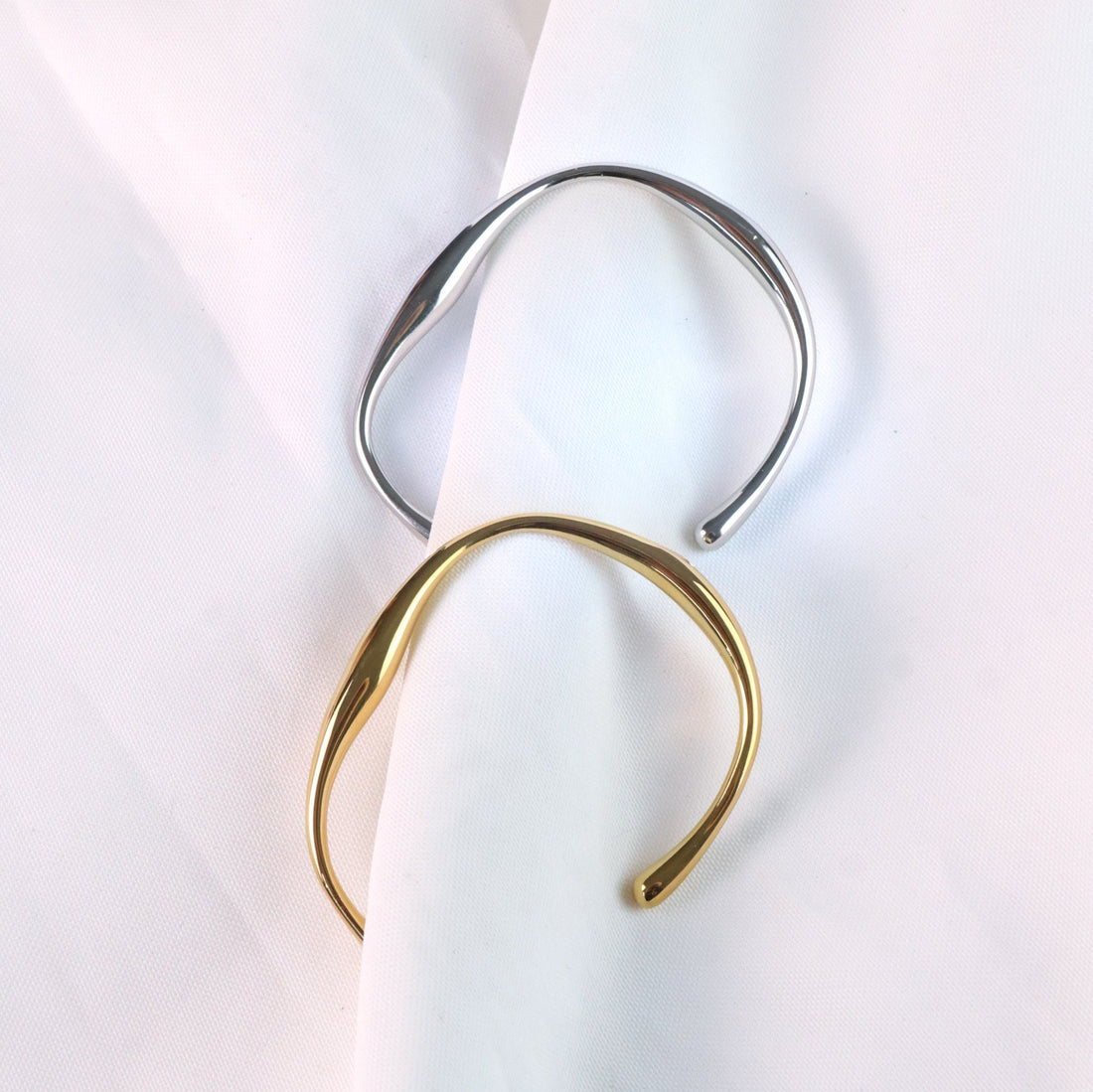 Blake | Stainless Steel 18K Gold Plated or Silver Asymmetrical Cuff Bangle