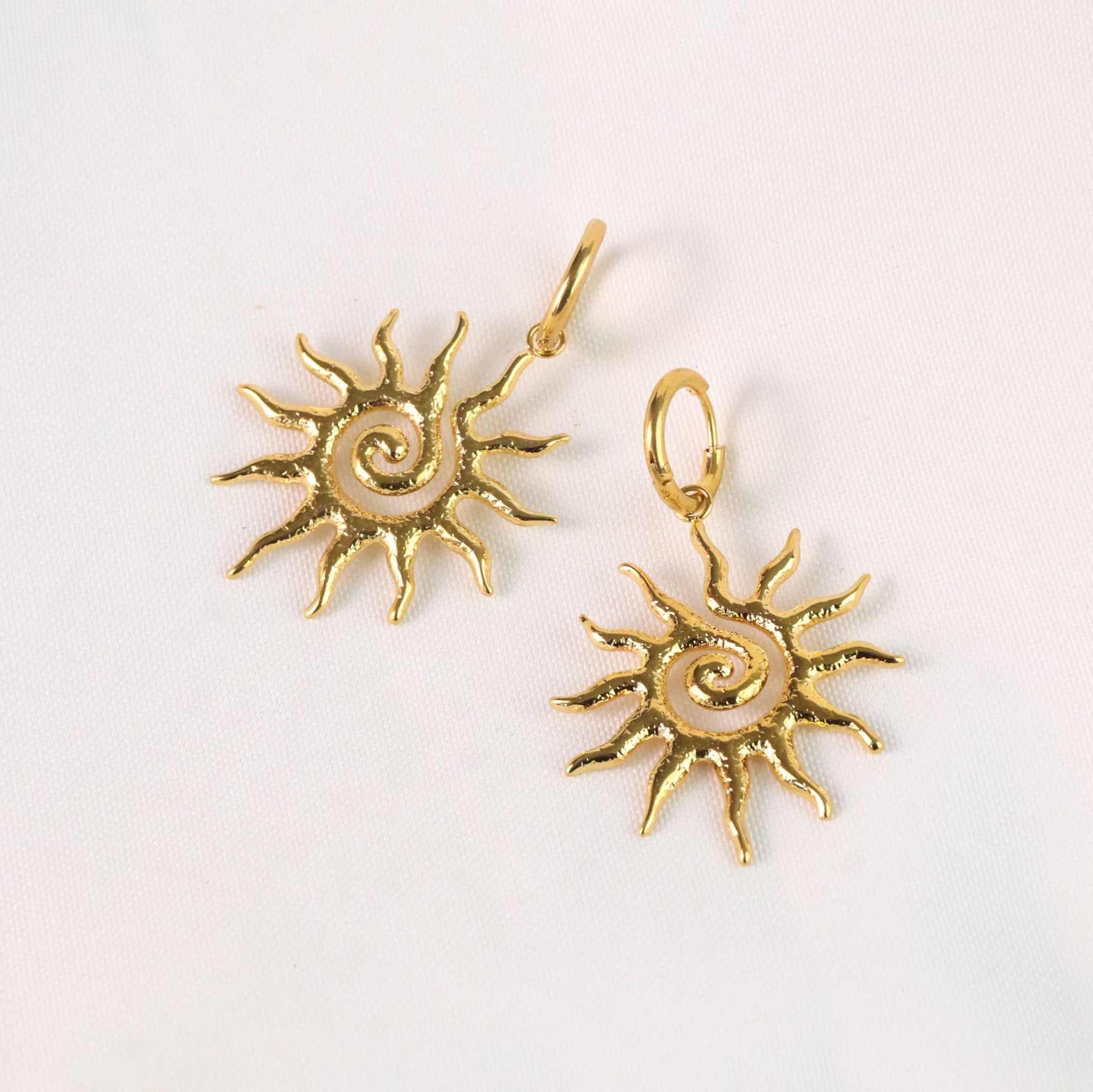 Solana - Gold Spiral Sun Earrings