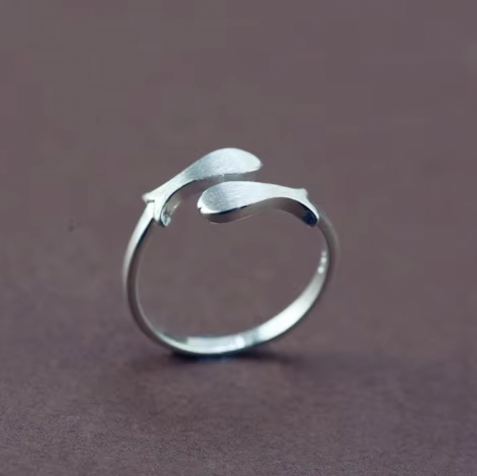 Bubbles| Adjustable Stainless Silver Twin Fish Ring