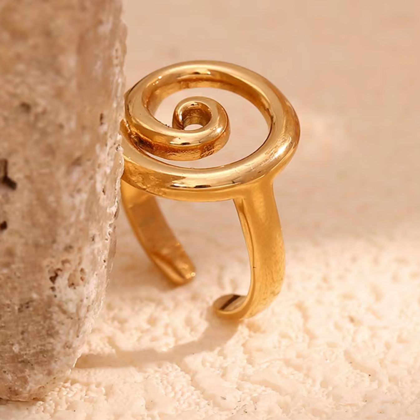 Koa | Gold Plated or Stainless Steel Ocean Swirl Adjustable Ring