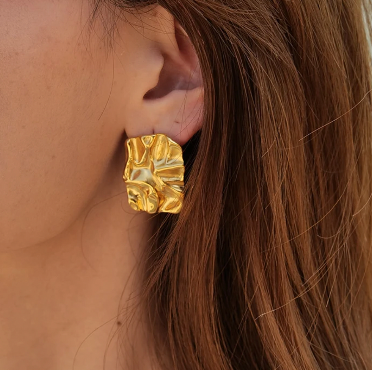 Athena | Chunky Gold Statement Stud Earrings