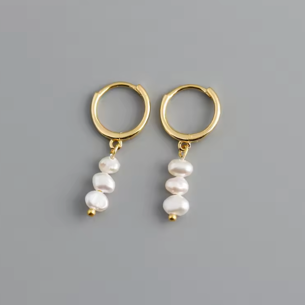 Darcy - Huggie Freshwater Pearl Drop Earrings