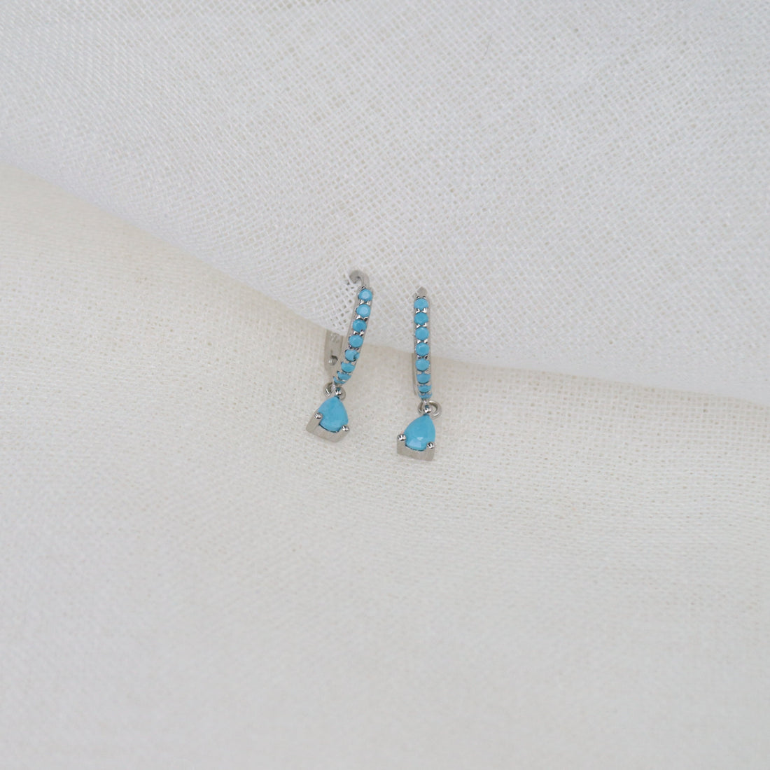 Tash | 18 Gold Plated Sterling Silver Huggies with Turquoise Zircons