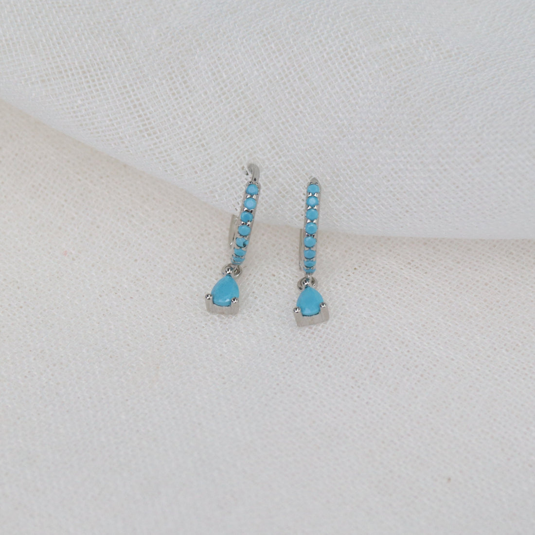 Tash | 18 Gold Plated Sterling Silver Huggies with Turquoise Zircons