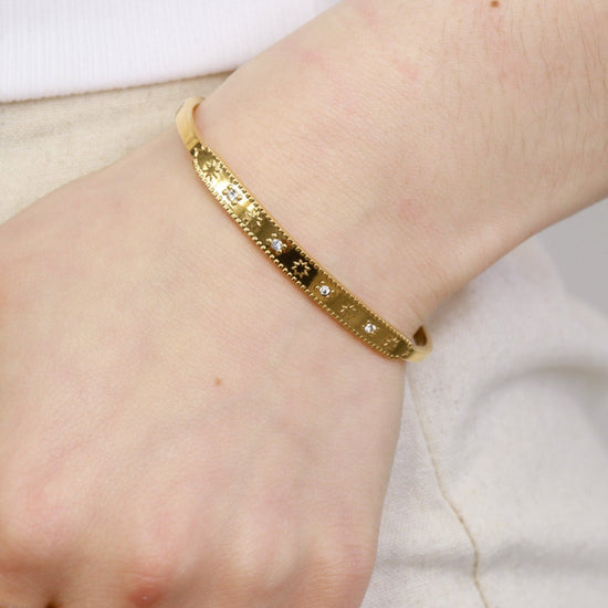 Tracey | Stainless Steel 18K Gold Plated Cuff Bangle - Boheme Life Collection