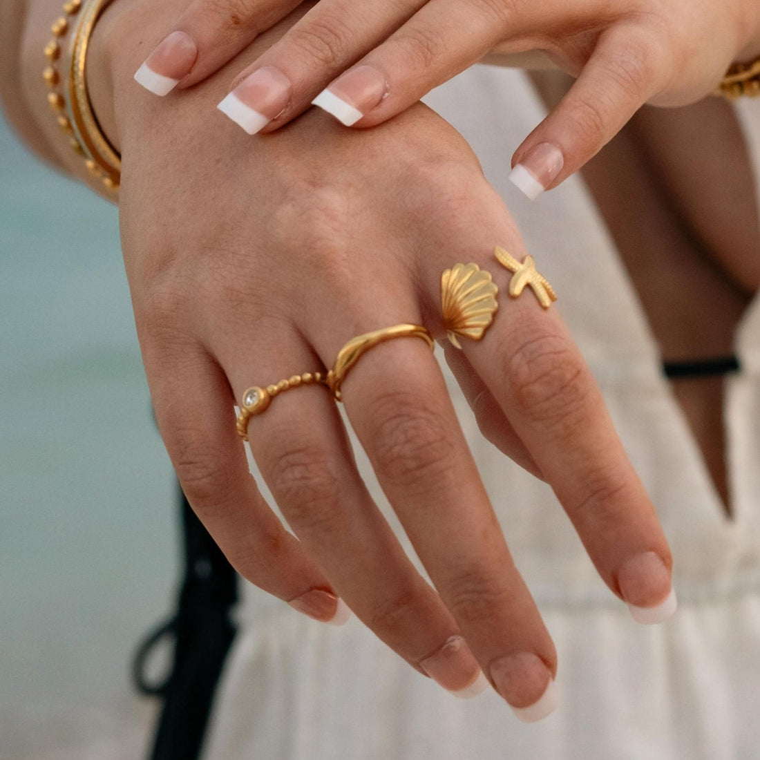 Capri | Adjustable Gold Plated Stainless Steel Ring