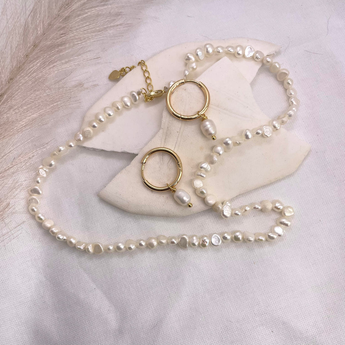 Ivory | Pearl Hoop Earrings - Boheme Life Collection