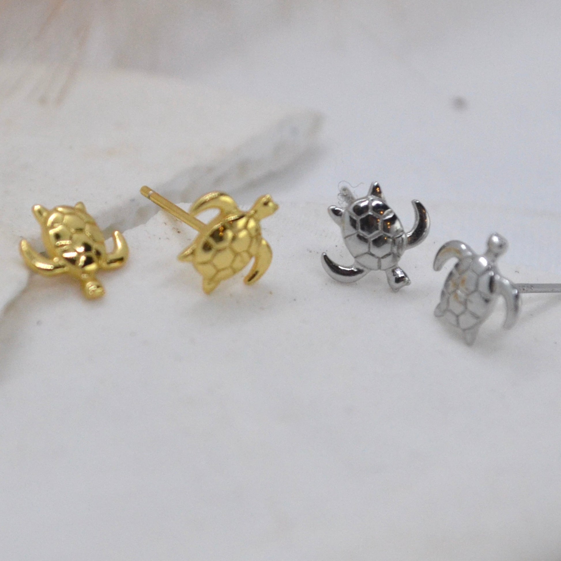 Turtle Studs | Sterling Silver and Gold - Boheme Life Collection